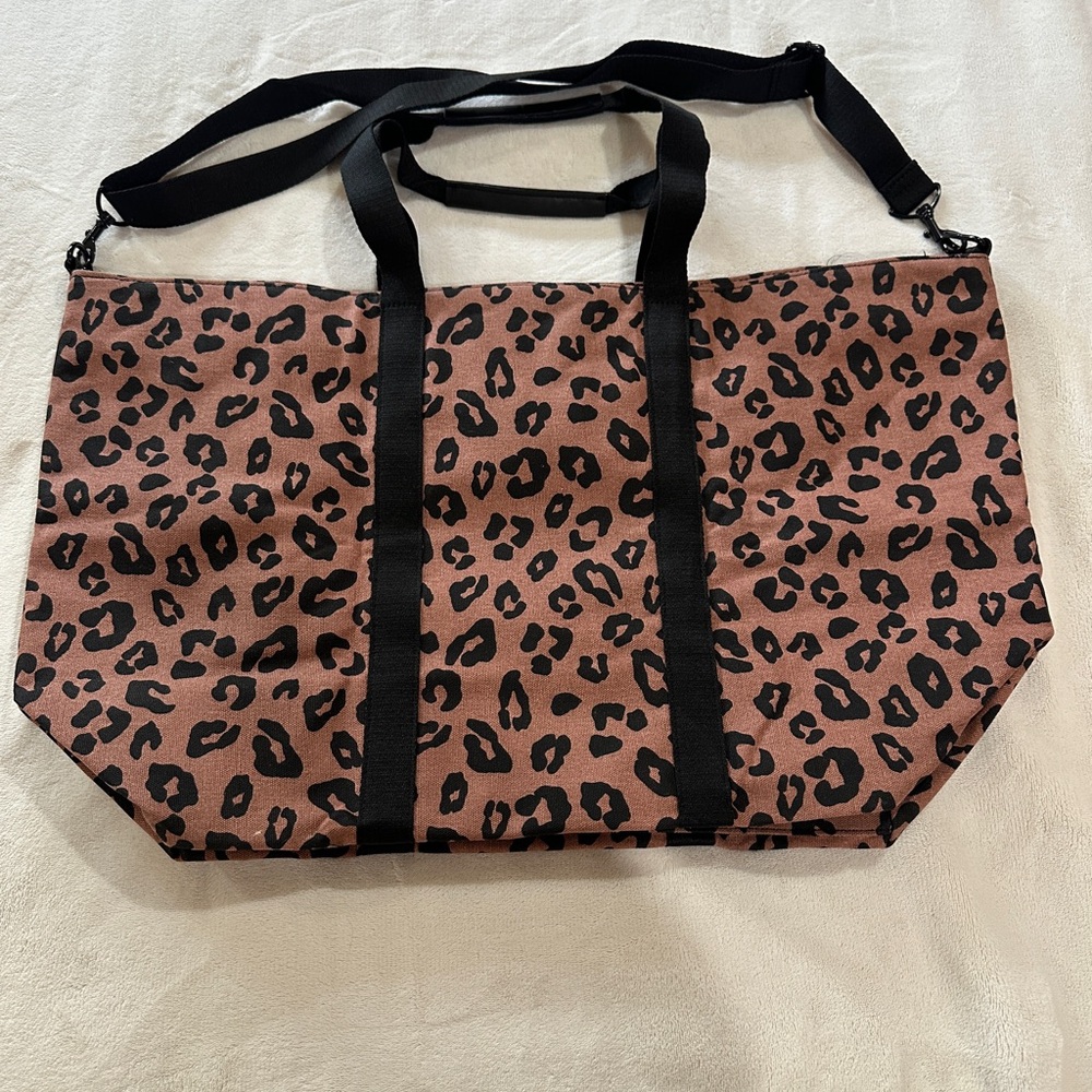 PINK Victoria's Secret Leopard Print Tote Bag - Brown and Black - Picture 2 of 4